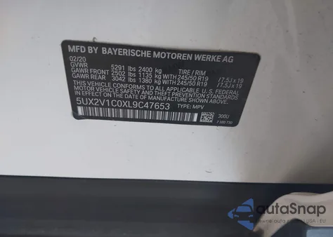 2020 BMW X4 xDrive30I from USA, damaged, VIN 5UX2V1C0XL9C47653